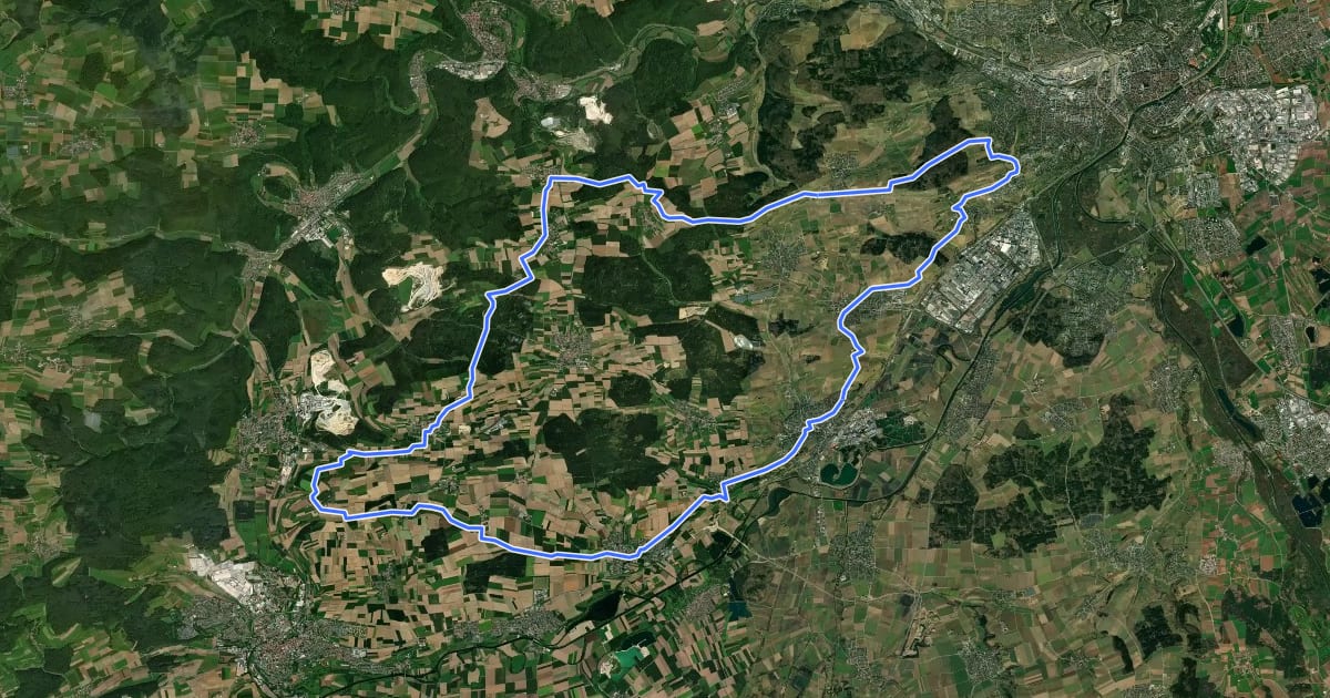 Маршрут Alb-Donau-Kreis Tour 14 на спутниковом снимке