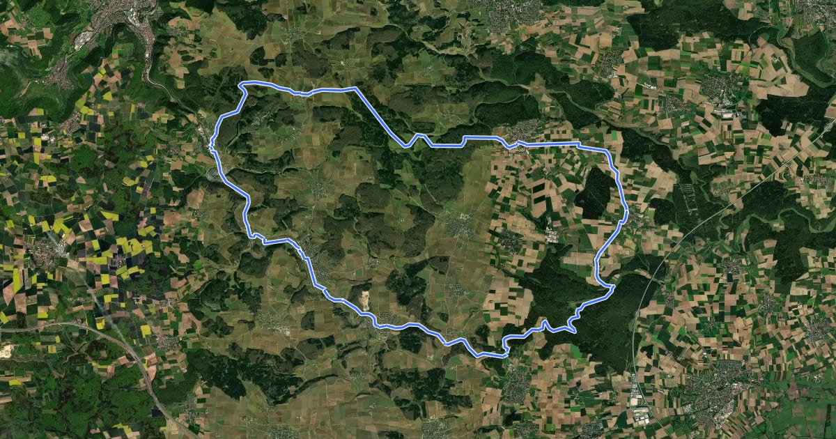 Маршрут Alb-Donau-Kreis Tour 2 на спутниковом снимке