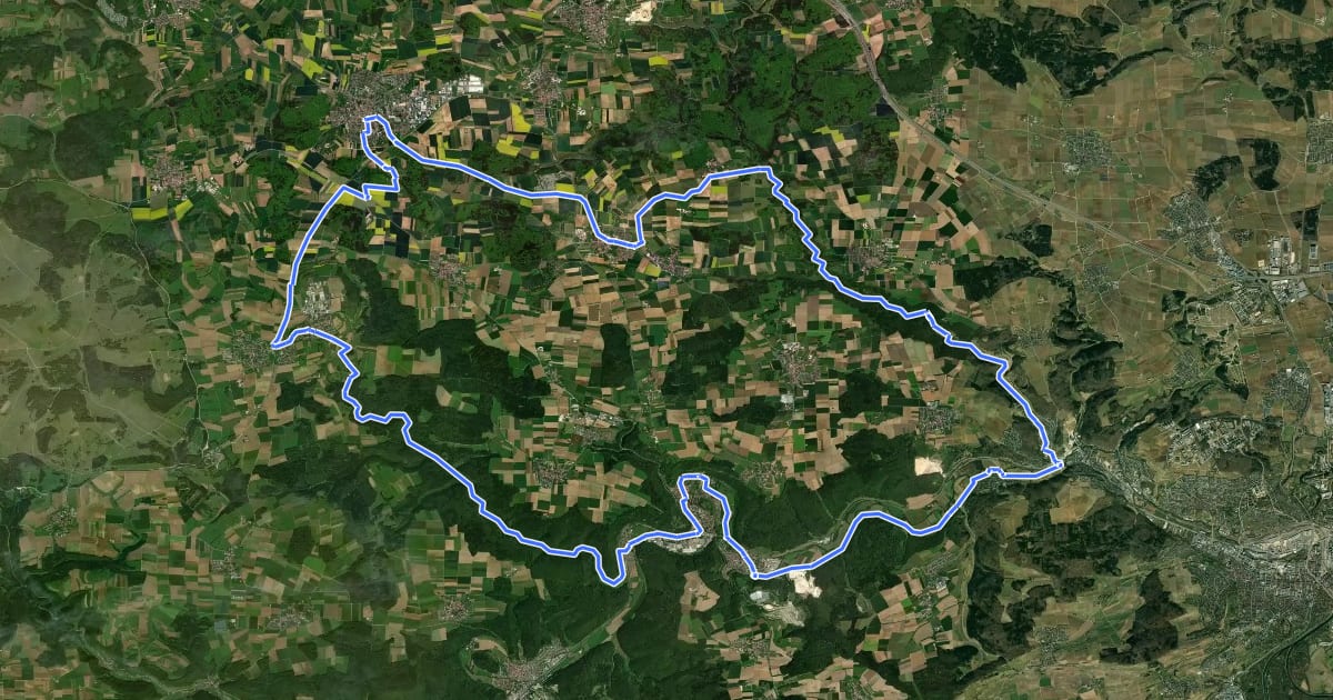 Маршрут Alb-Donau-Kreis Tour 6 на спутниковом снимке