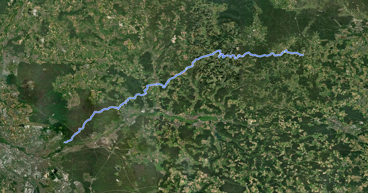 Маршрут Alb-Quer-Weg на спутниковом снимке