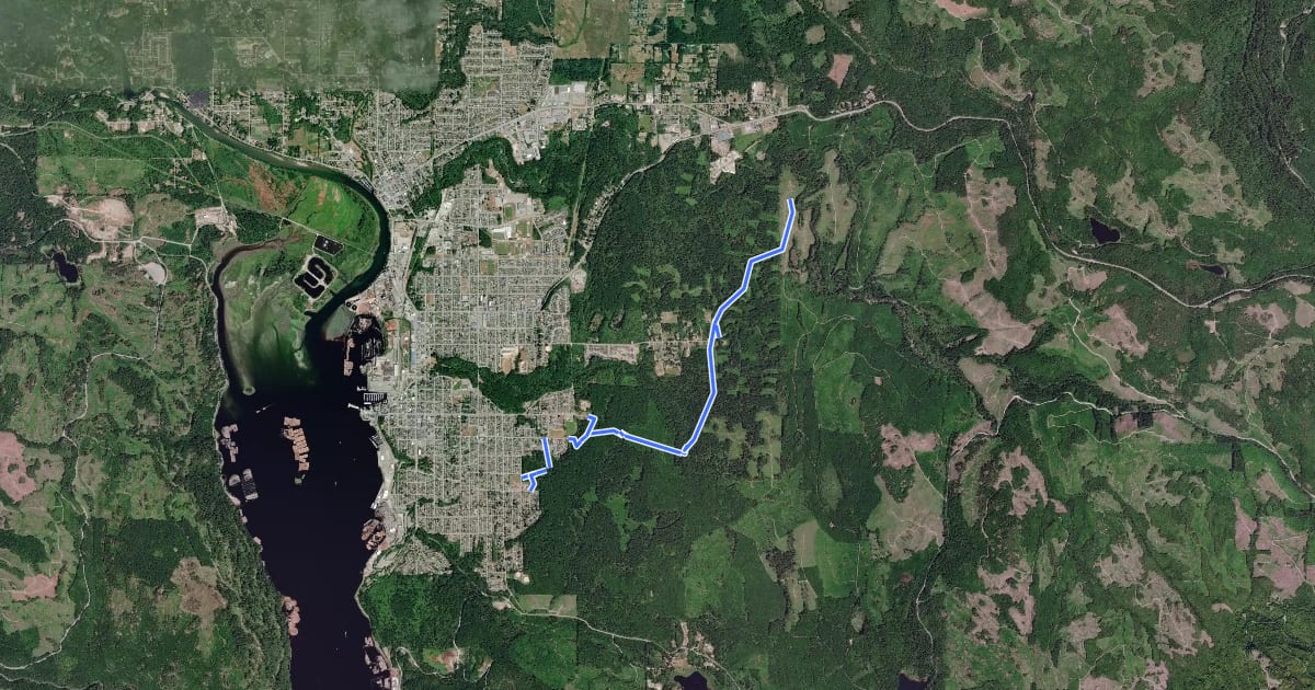 Маршрут Alberni Pacific Grade на спутниковом снимке