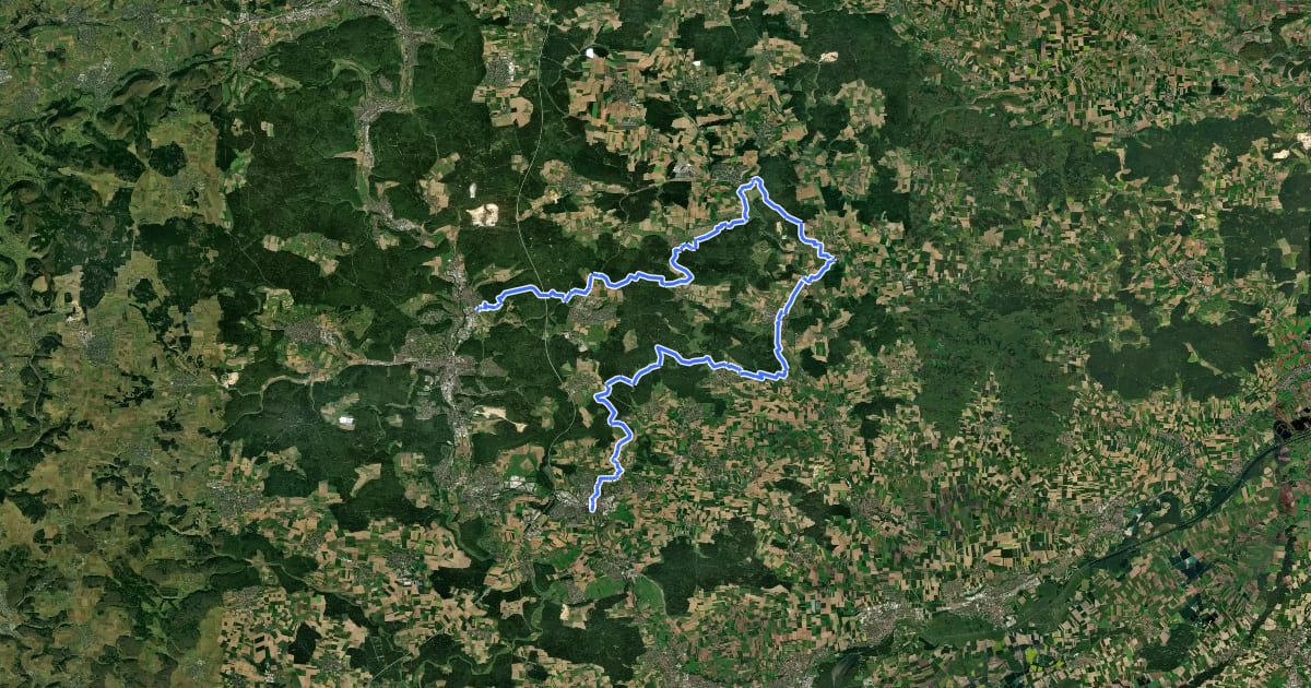 Маршрут Albschäferweg Abschnitt Giengen - Neresheim - Heidenheim на спутниковом снимке