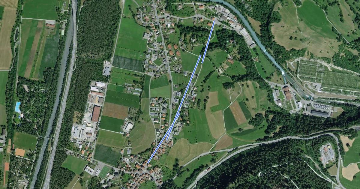 Маршрут Albula-Sils на спутниковом снимке