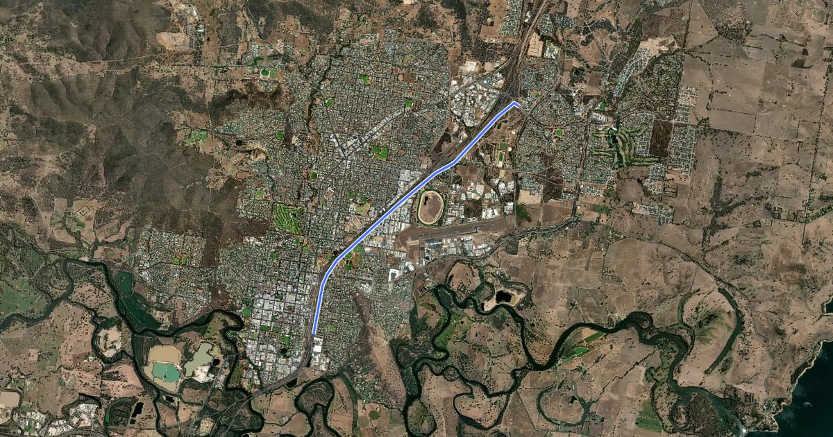 Маршрут Albury-Thurgoona Trail на спутниковом снимке