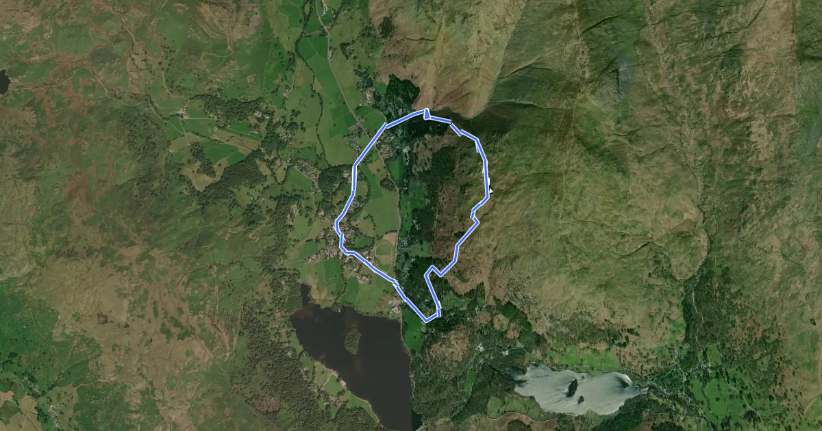 Маршрут Alcock Tarn Walk, Grasmere Great Langdale на спутниковом снимке