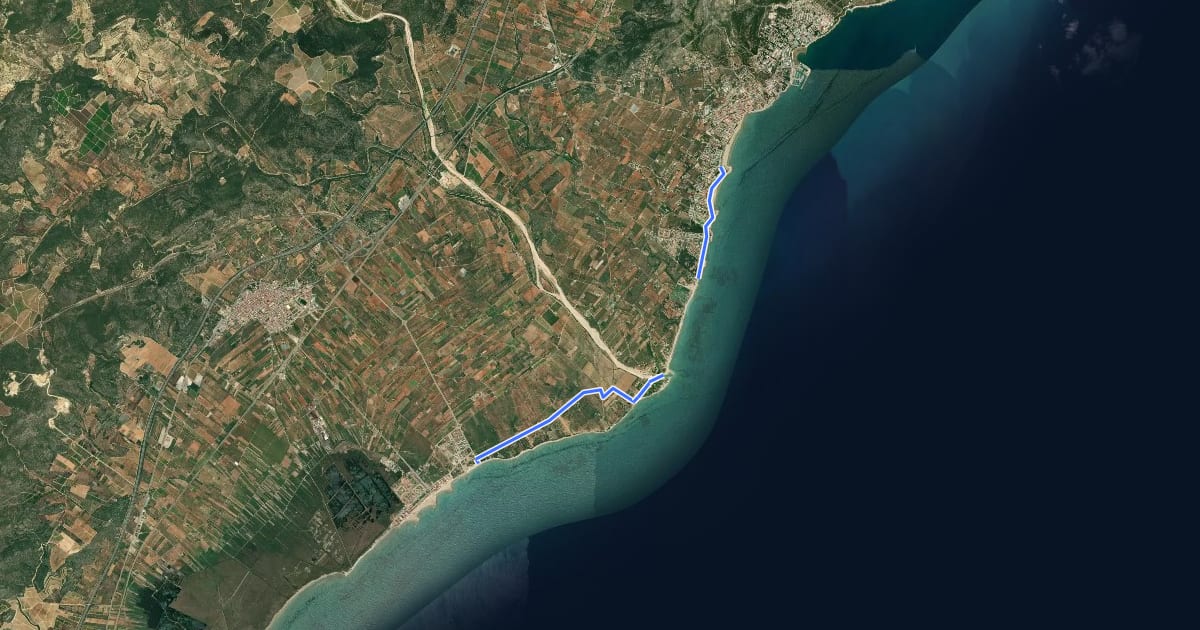 Маршрут alcossebre torreblanca на спутниковом снимке