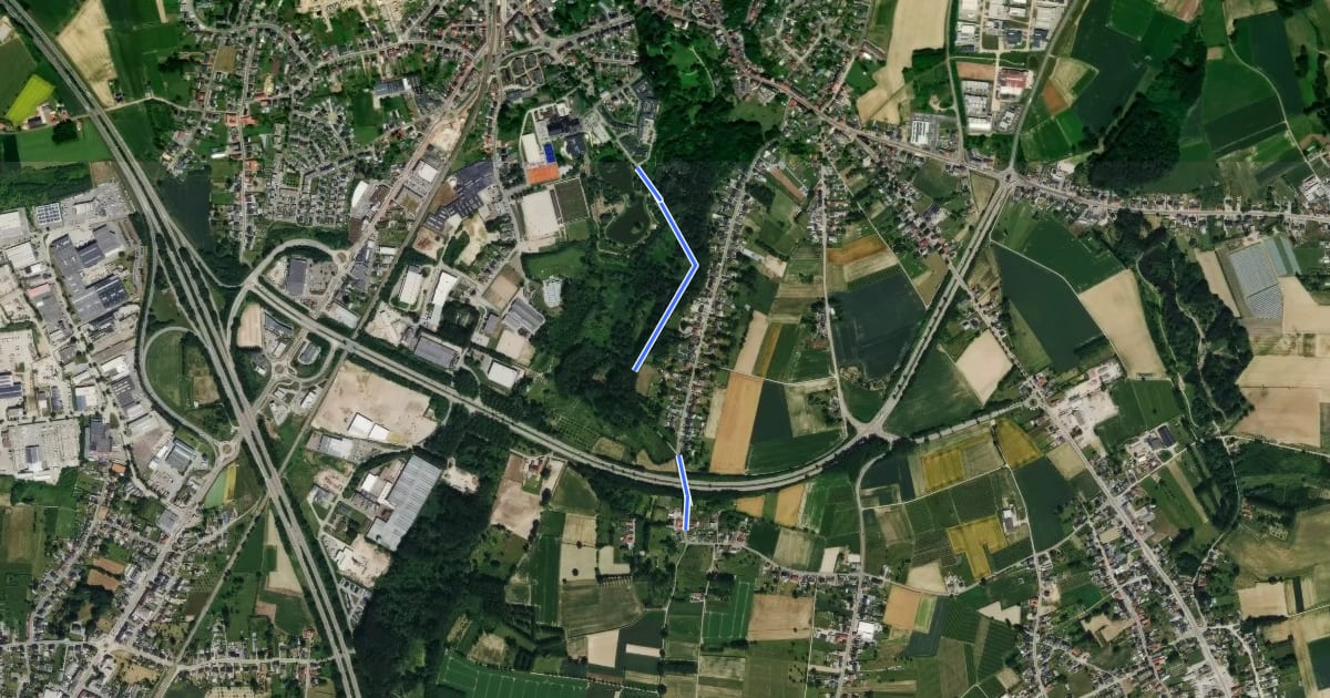 Маршрут Alden Biesen Oranje kruis aanlooproute De Kimpel на спутниковом снимке
