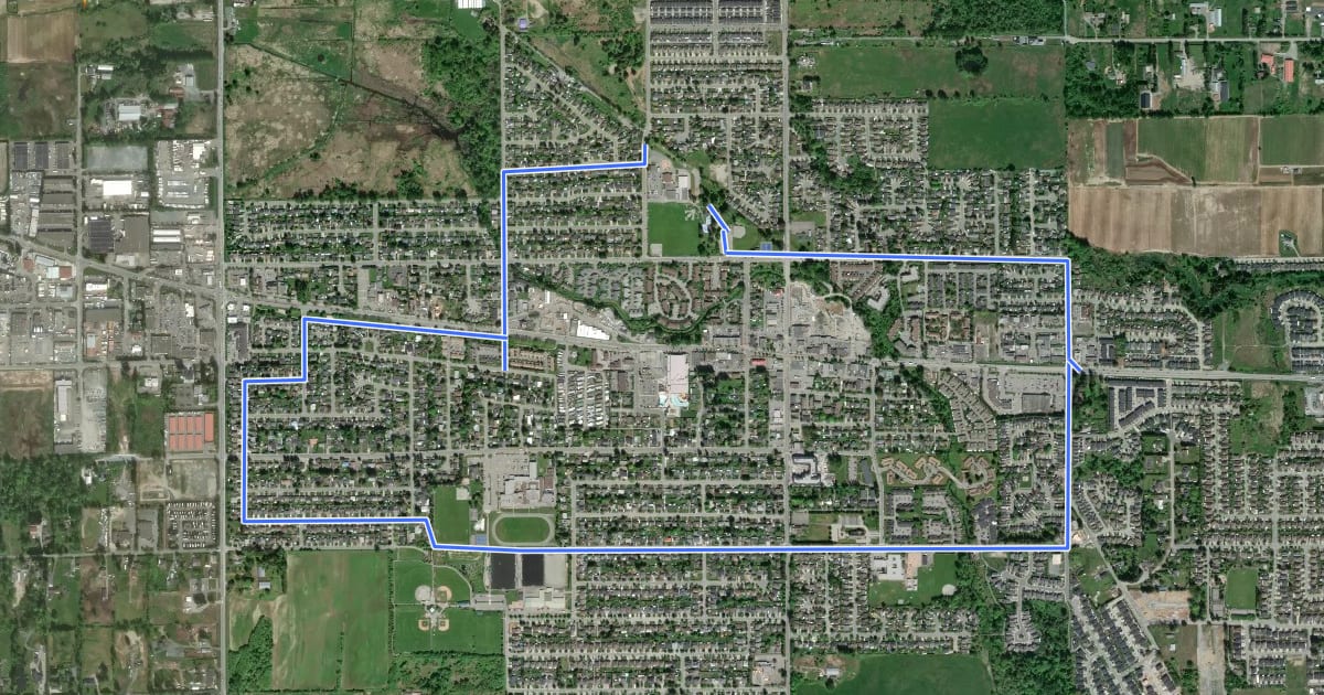 Маршрут Aldergrove Community Bike Route на спутниковом снимке