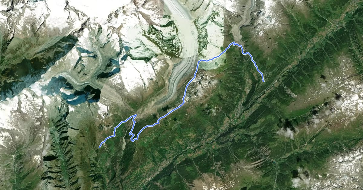 Маршрут Aletsch Panoramaweg на спутниковом снимке