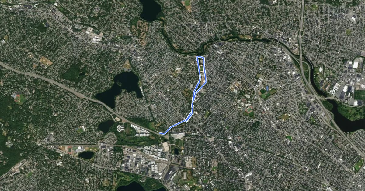 Маршрут Alewife Brook Greenway на спутниковом снимке