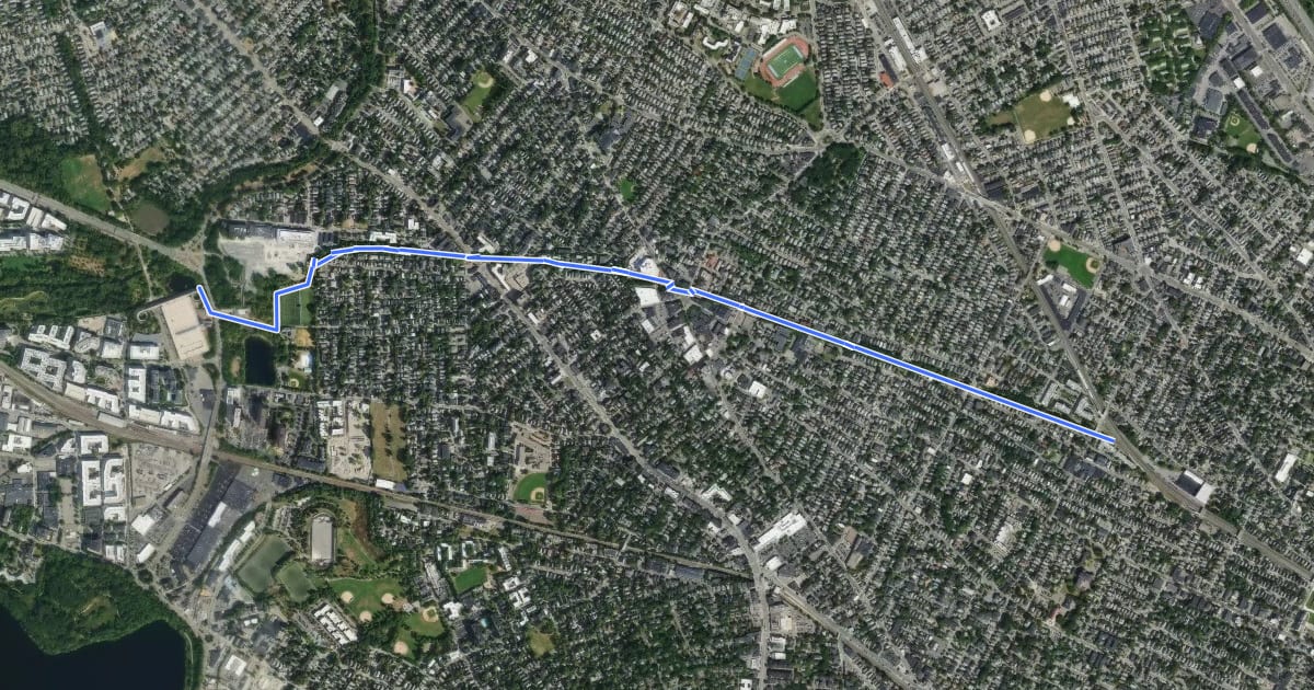 Маршрут Alewife Linear Park на спутниковом снимке