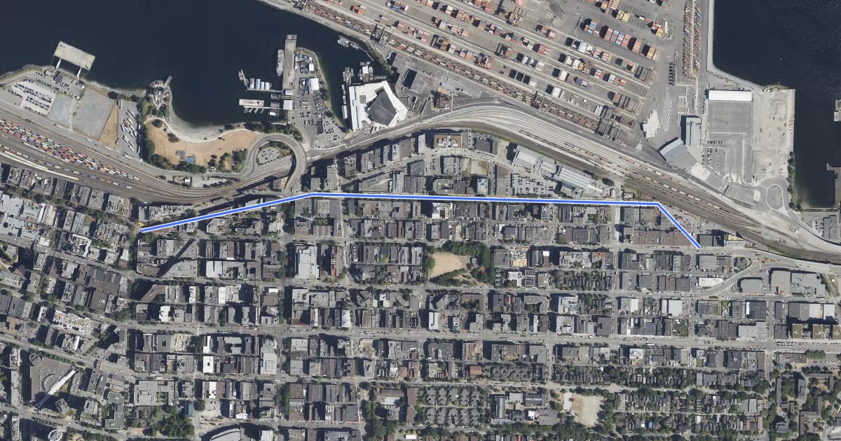 Маршрут Alexander Bikeway на спутниковом снимке