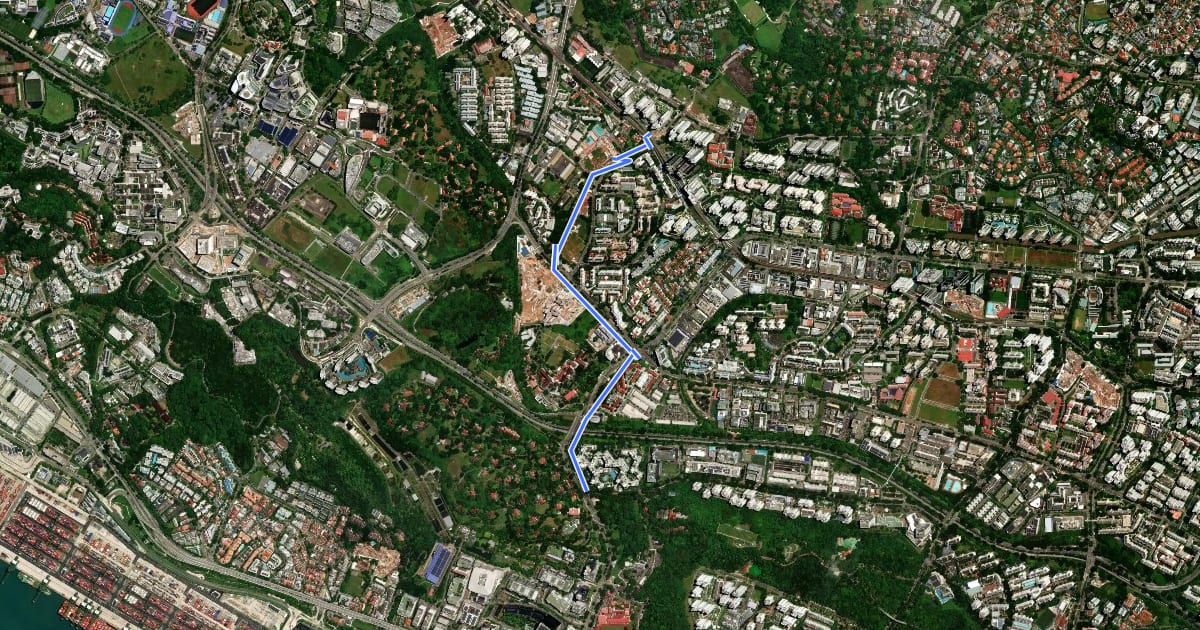 Маршрут Alexandra–Queensway Park Connector на спутниковом снимке