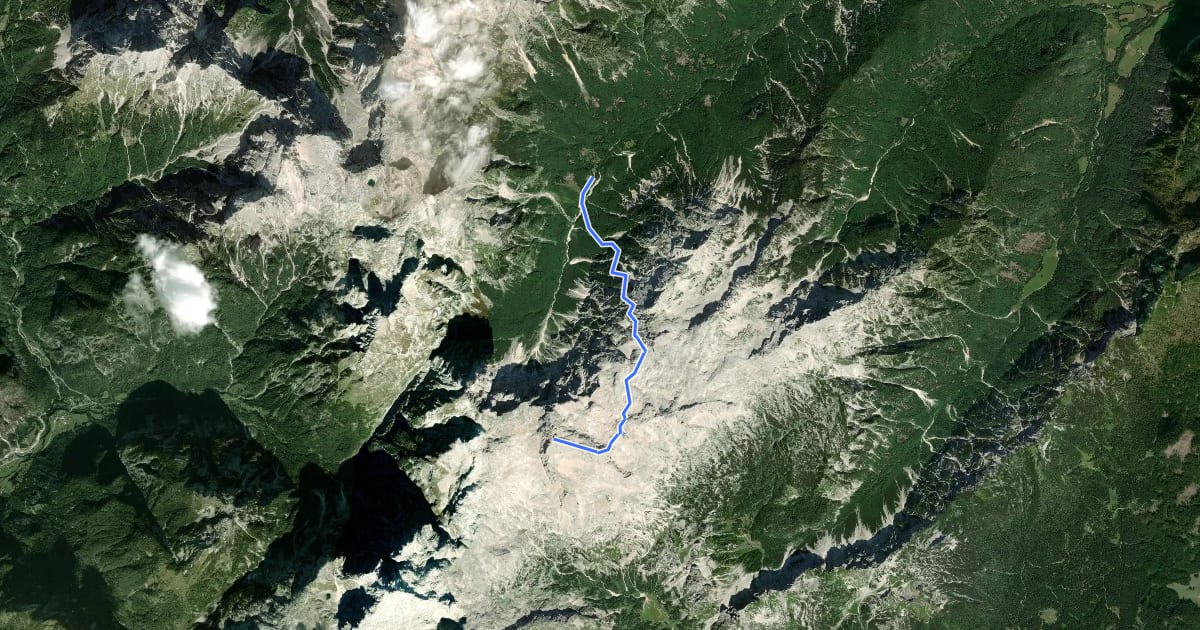 Маршрут Aljažev dom - Kredarica - Triglav на спутниковом снимке