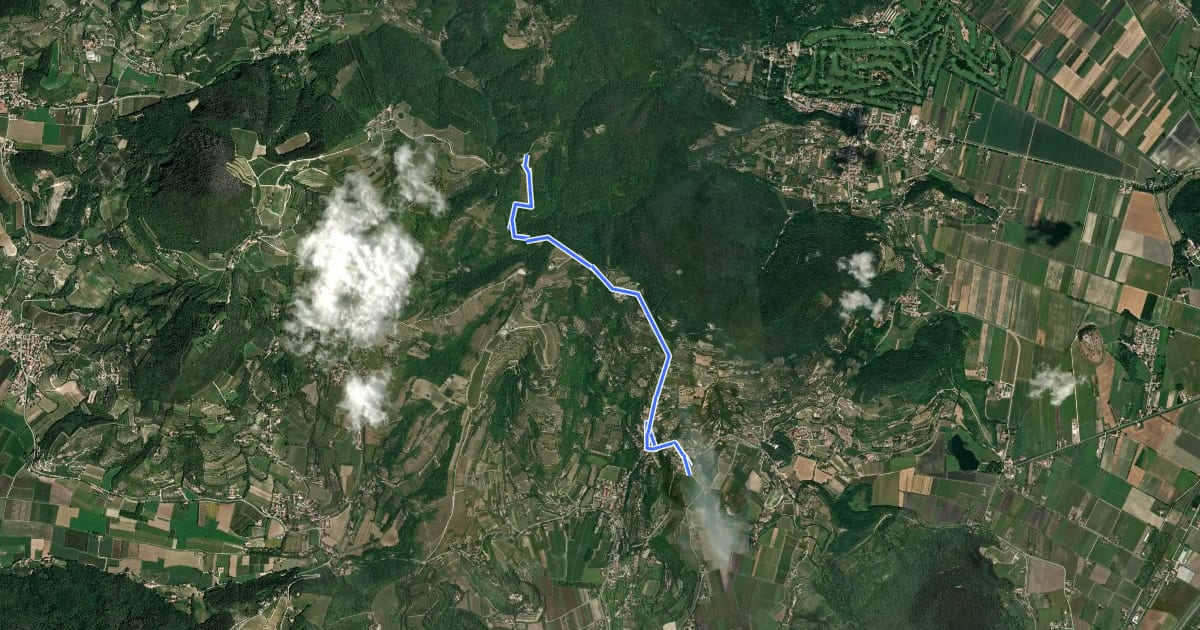 Маршрут Allacciante "E" da Arquà на спутниковом снимке