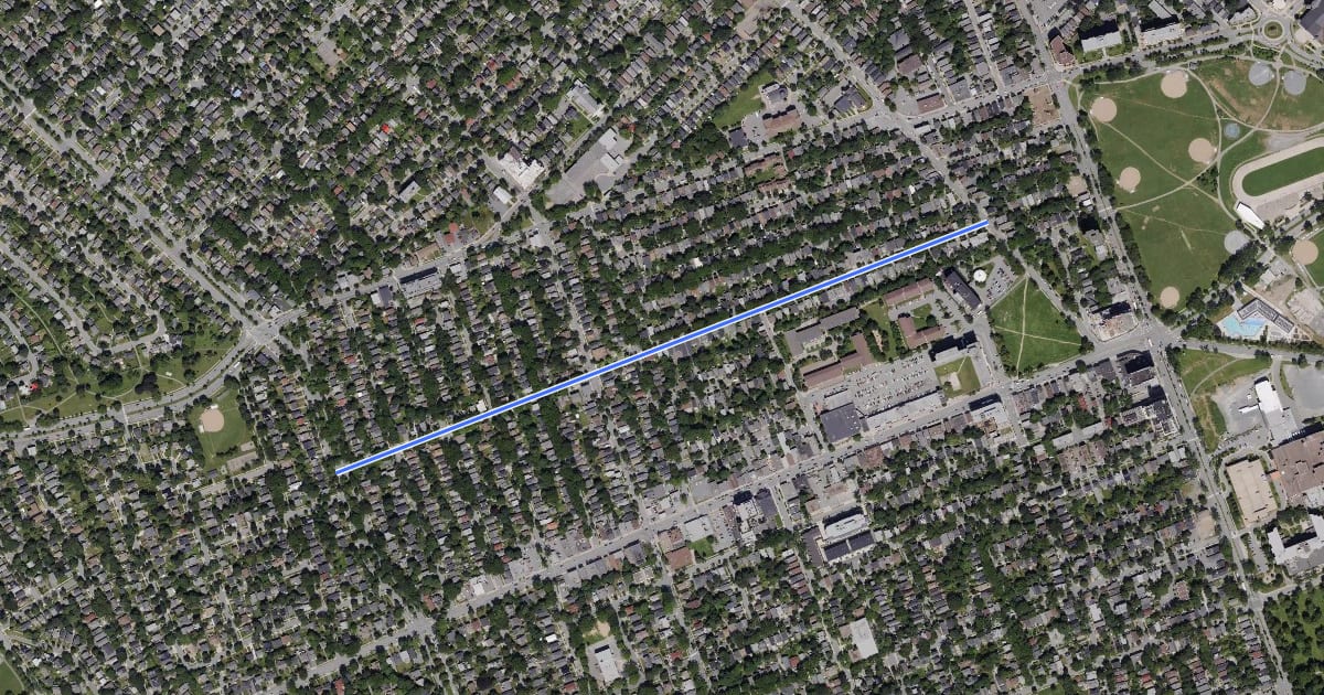 Маршрут Allan - Oak Local Street Bikeway на спутниковом снимке