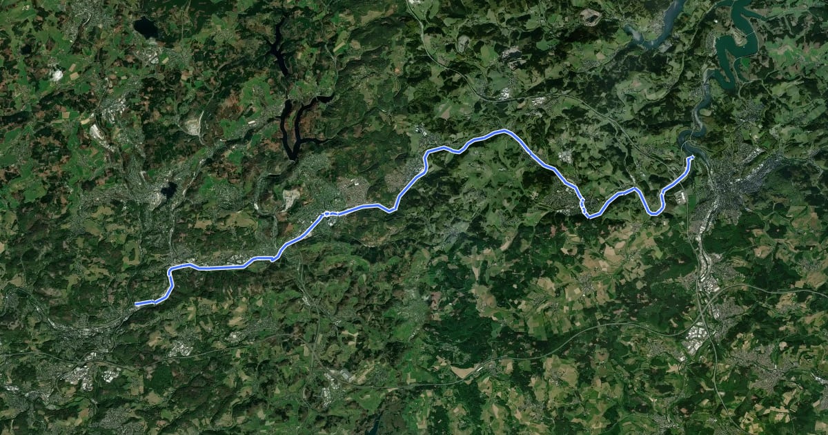 Маршрут Alleenradweg Aggertalbahn на спутниковом снимке