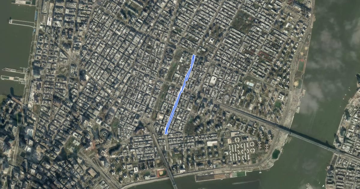 Маршрут Allen Street на спутниковом снимке