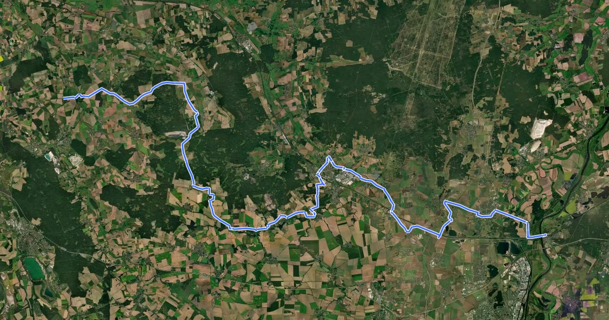 Маршрут Aller-Elbe-Radweg на спутниковом снимке