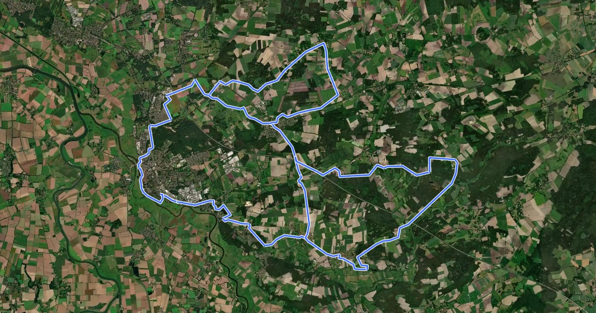 Маршрут Aller-Heide Radweg на спутниковом снимке