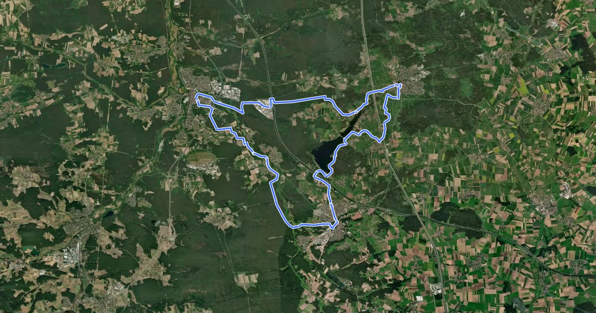 Маршрут Allersberg-Hilpoltstein-Roth-Weg на спутниковом снимке