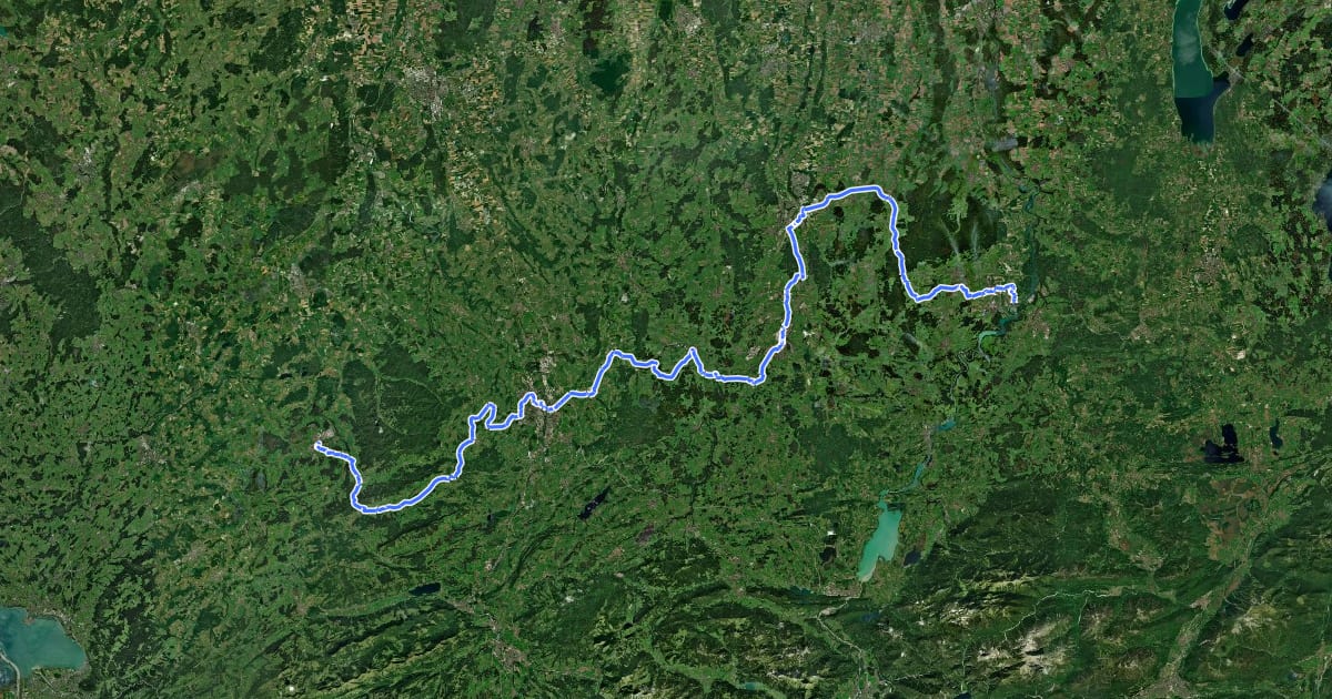 Маршрут Allgäu-Radweg на спутниковом снимке