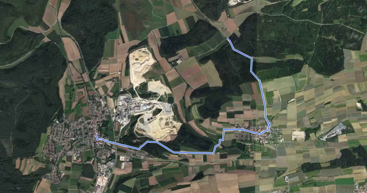 Маршрут Allmendingen - Altheim на спутниковом снимке