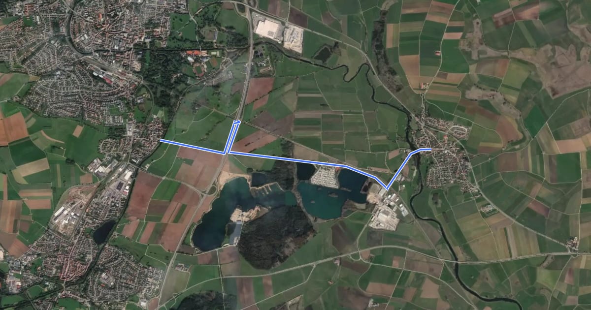 Маршрут Allmendshofen Bregbrücke - Pfohren Dorfplatz на спутниковом снимке