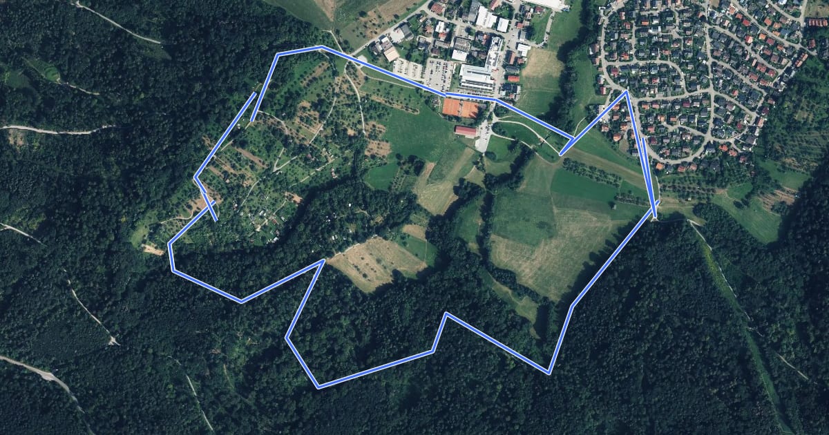 Маршрут Allmersbach im Tal - Rundwanderweg 1 на спутниковом снимке