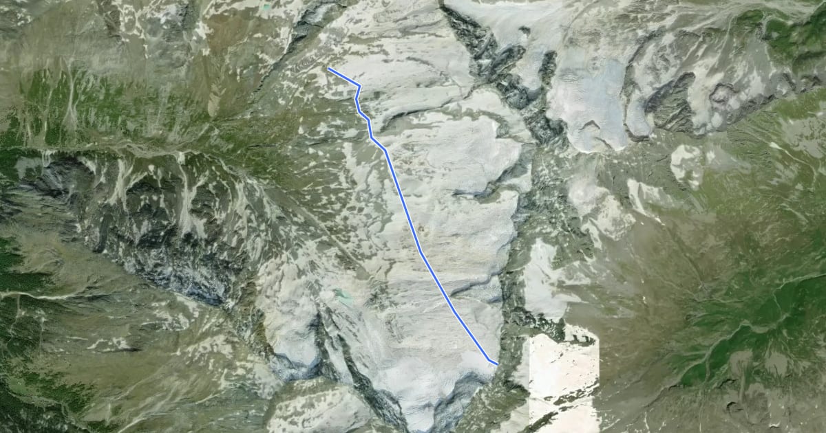 Маршрут Almagellerhütte - Sonnigpass на спутниковом снимке