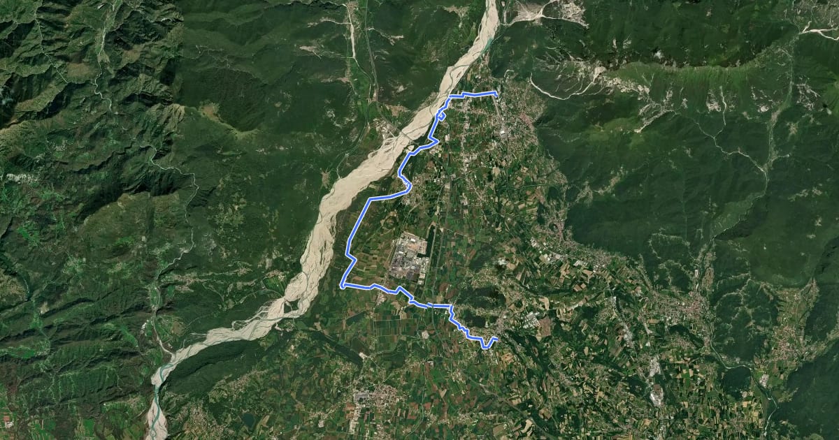 Маршрут Alpe Adria Bicycle Route (Osoppo var) на спутниковом снимке
