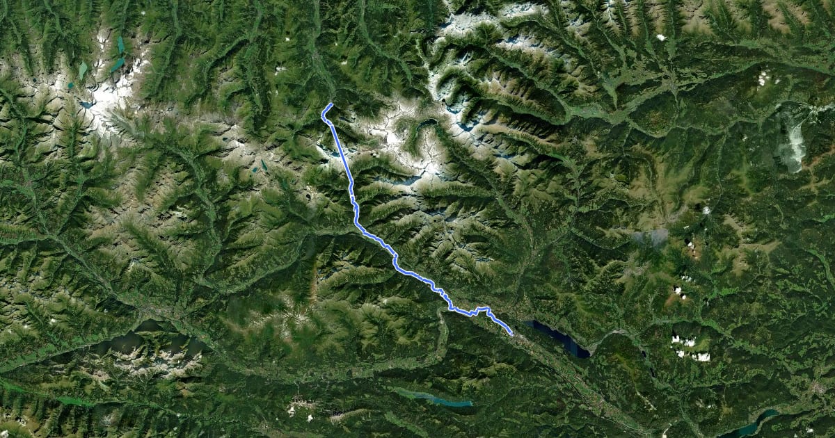 Маршрут Alpe Adria Radweg Etappe 3 на спутниковом снимке