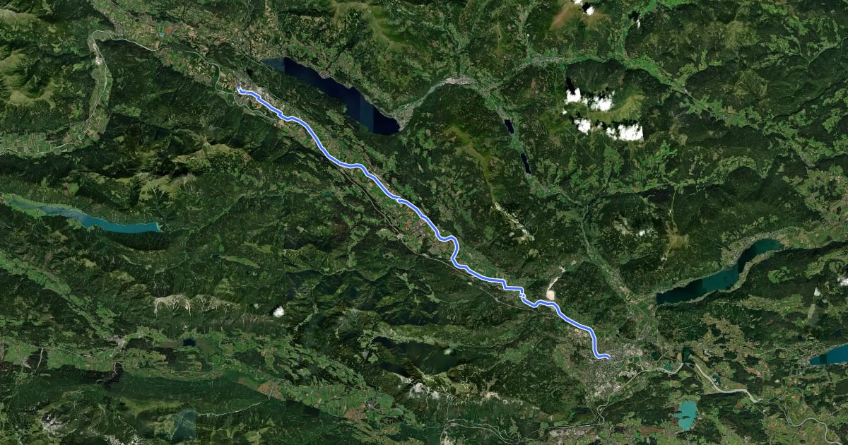 Маршрут Alpe Adria Radweg Etappe 4 на спутниковом снимке