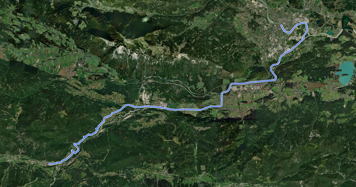 Маршрут Alpe Adria Radweg Etappe 5 на спутниковом снимке