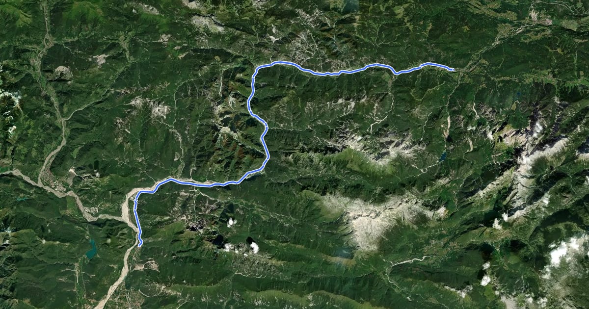 Маршрут Alpe Adria Radweg Etappe 6 на спутниковом снимке