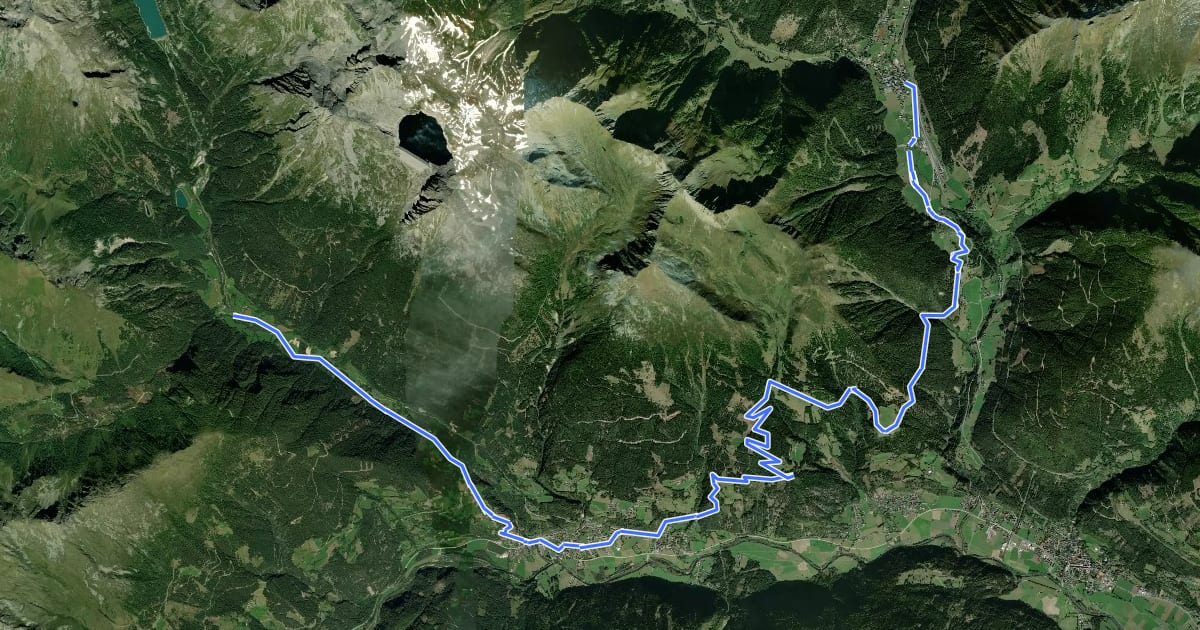 Маршрут Alpe Adria Trail E06 на спутниковом снимке