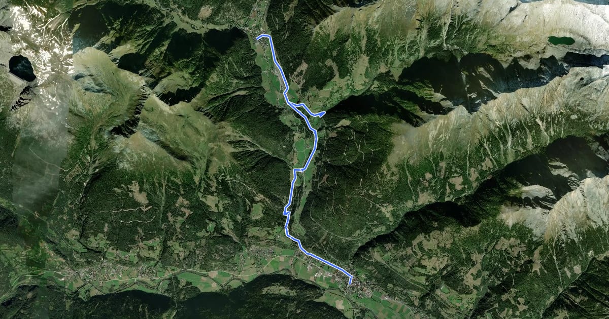 Маршрут Alpe Adria Trail E07 на спутниковом снимке