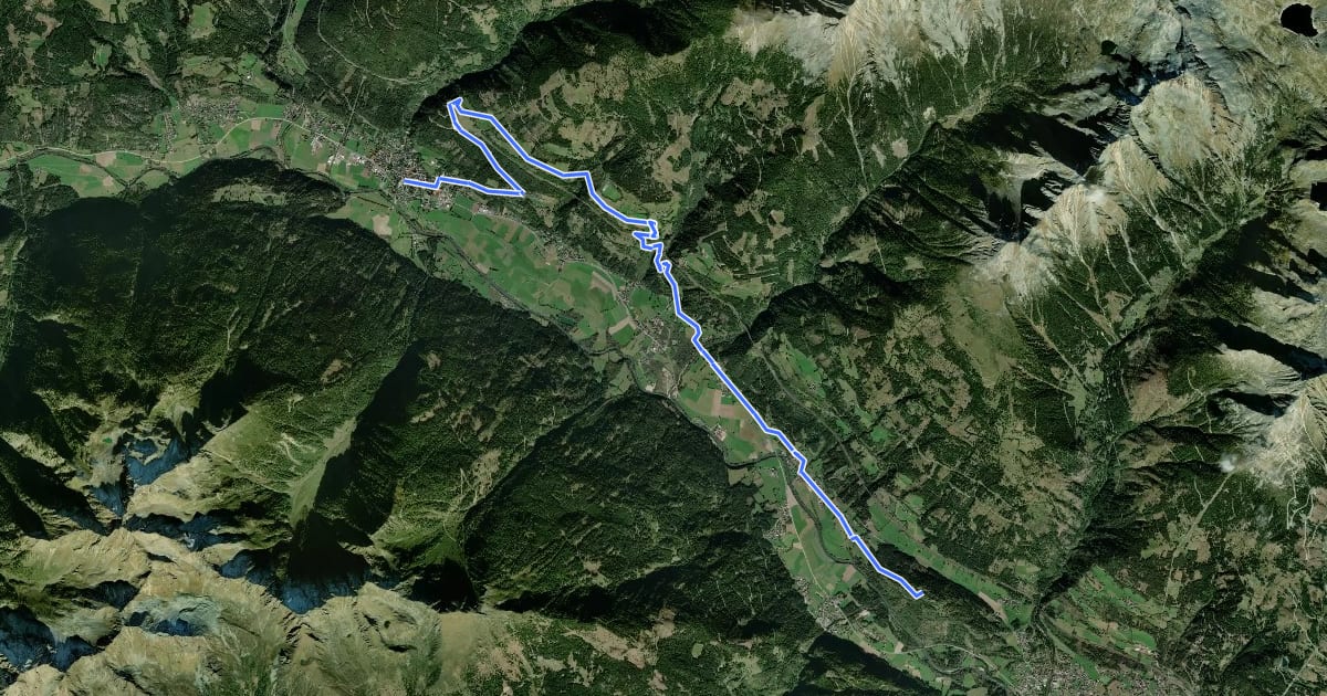 Маршрут Alpe Adria Trail E08 на спутниковом снимке