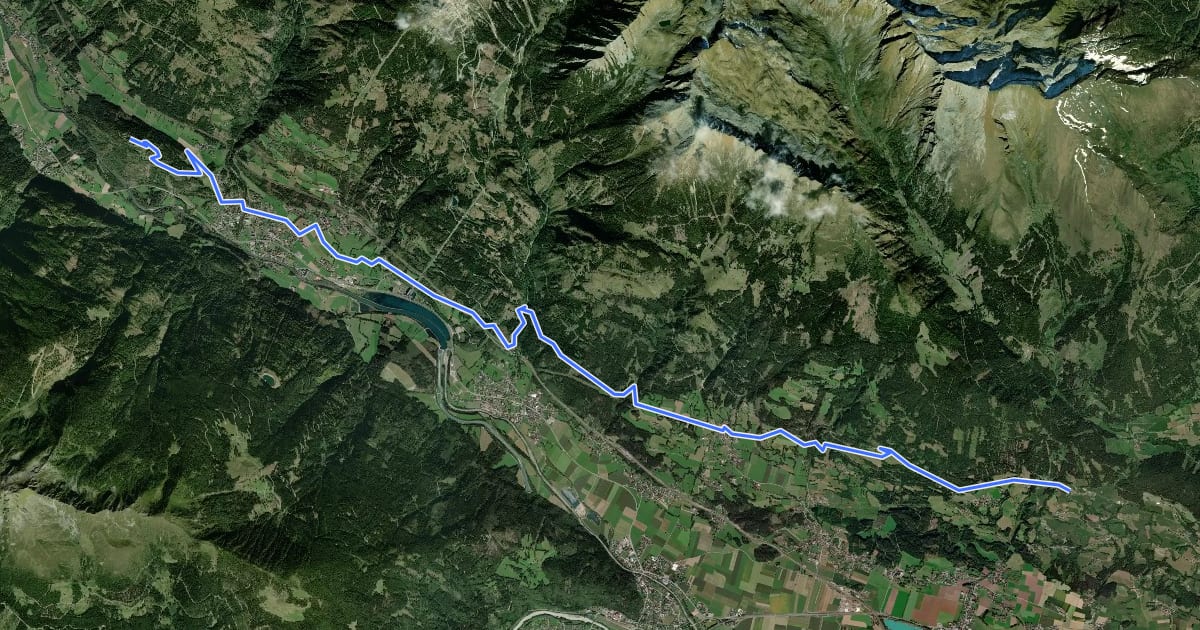 Маршрут Alpe Adria Trail E09 на спутниковом снимке
