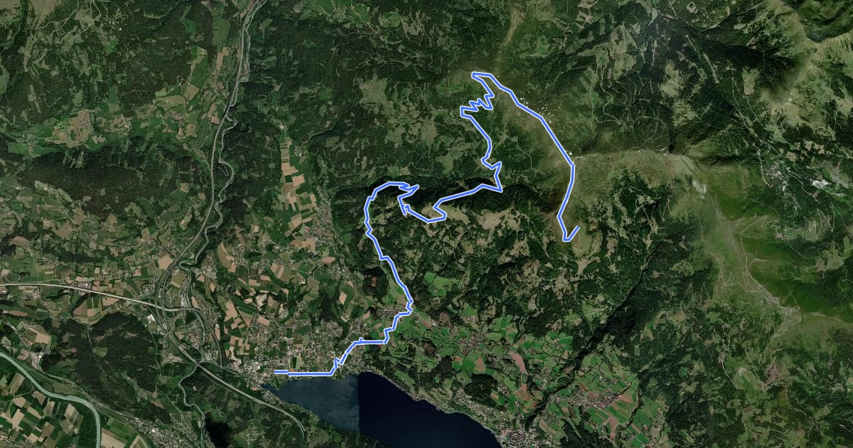 Маршрут Alpe Adria Trail E12 на спутниковом снимке