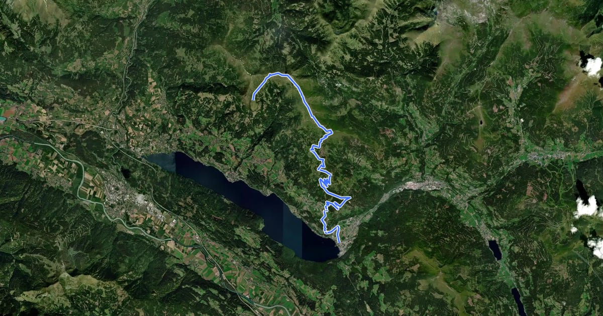 Маршрут Alpe Adria Trail E13 на спутниковом снимке