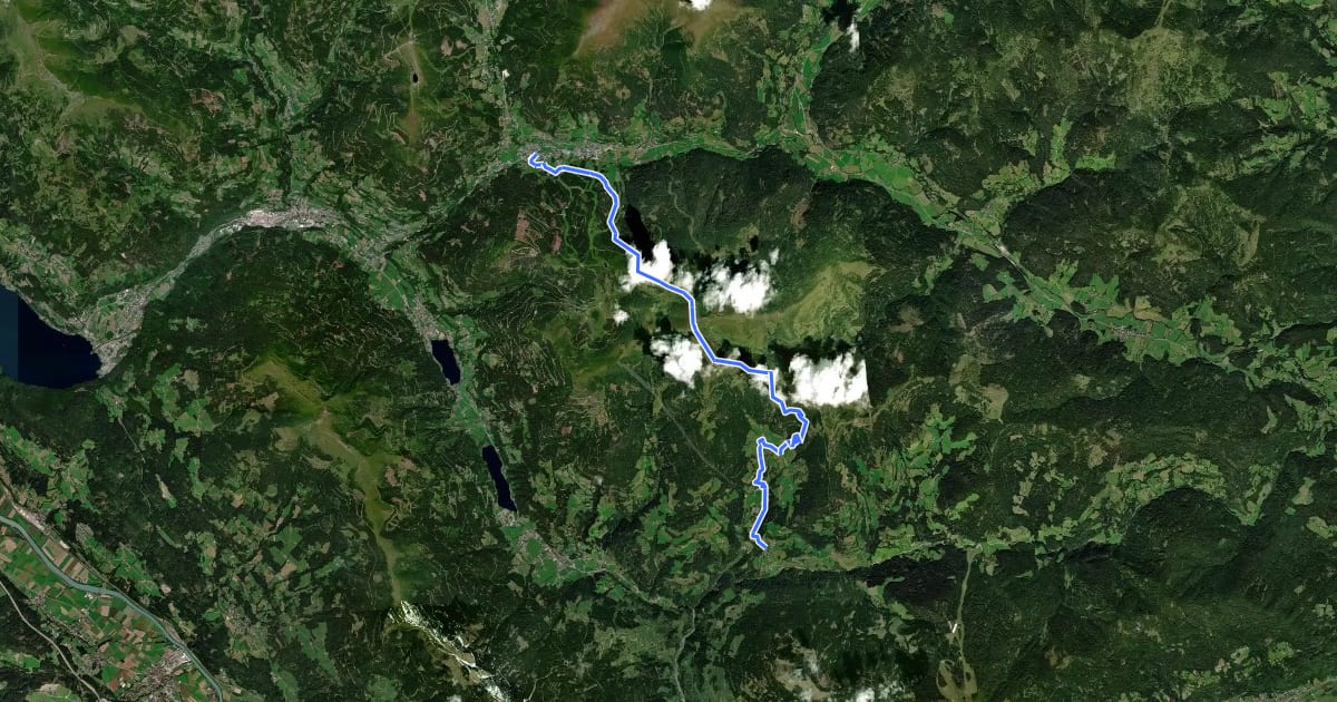 Маршрут Alpe Adria Trail E17 на спутниковом снимке