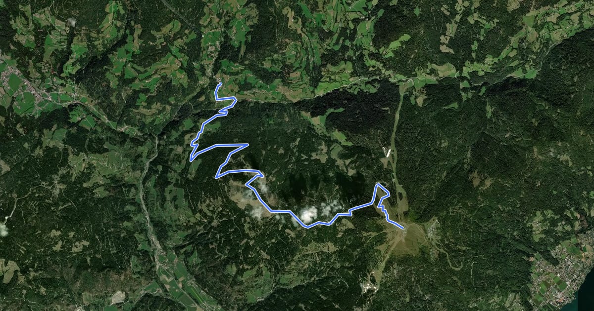 Маршрут Alpe Adria Trail E18 на спутниковом снимке