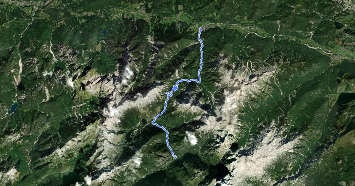 Маршрут Alpe Adria Trail E23 на спутниковом снимке