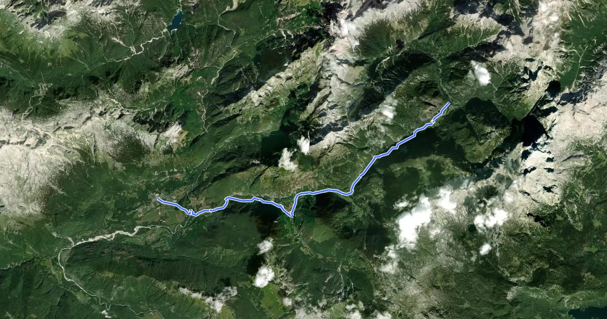Маршрут Alpe Adria Trail E24 на спутниковом снимке