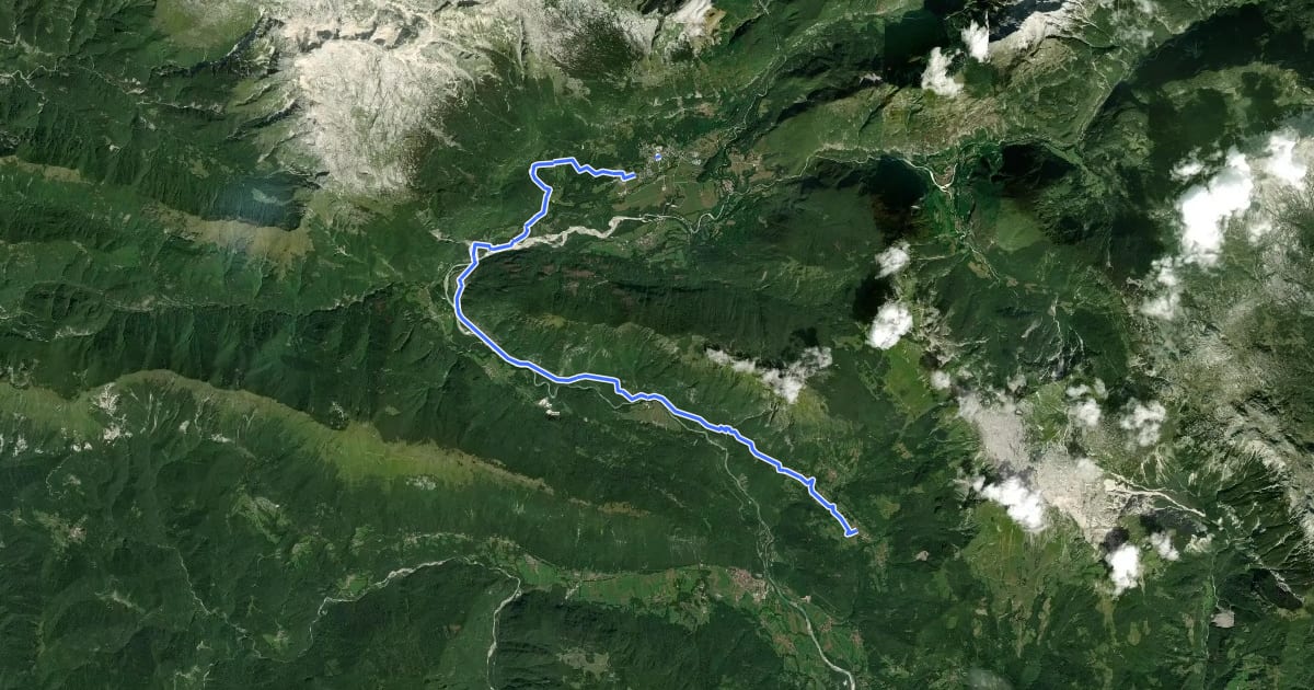 Маршрут Alpe Adria Trail E25 на спутниковом снимке