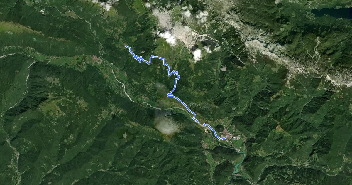 Маршрут Alpe Adria Trail E26 на спутниковом снимке