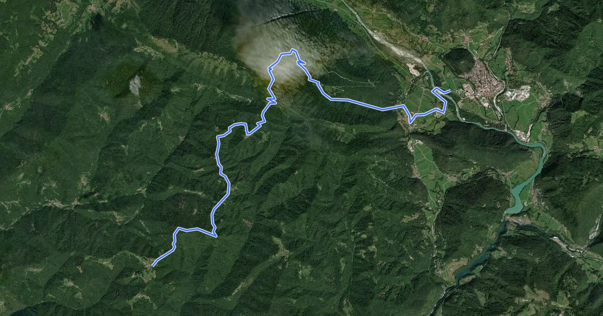 Маршрут Alpe Adria Trail E27 на спутниковом снимке