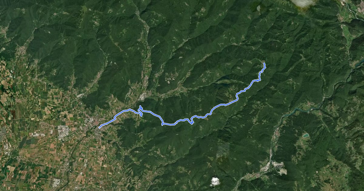 Маршрут Alpe Adria Trail E28 на спутниковом снимке
