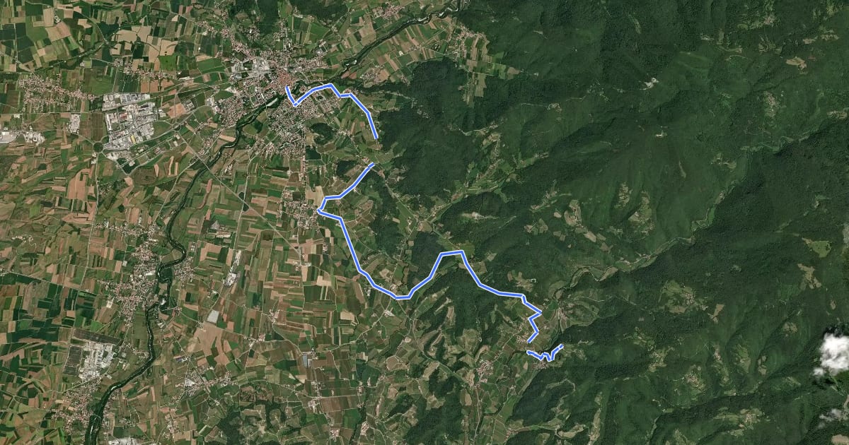 Маршрут Alpe Adria Trail E29 на спутниковом снимке